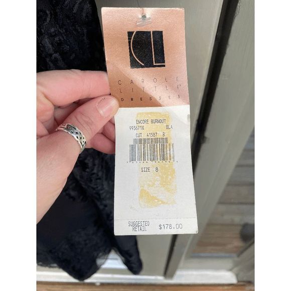 Carole Little NWT Black Long Velvet Overlay Wrap Maxi Dress - Size 8, MSRP $178 - Picture 11 of 15